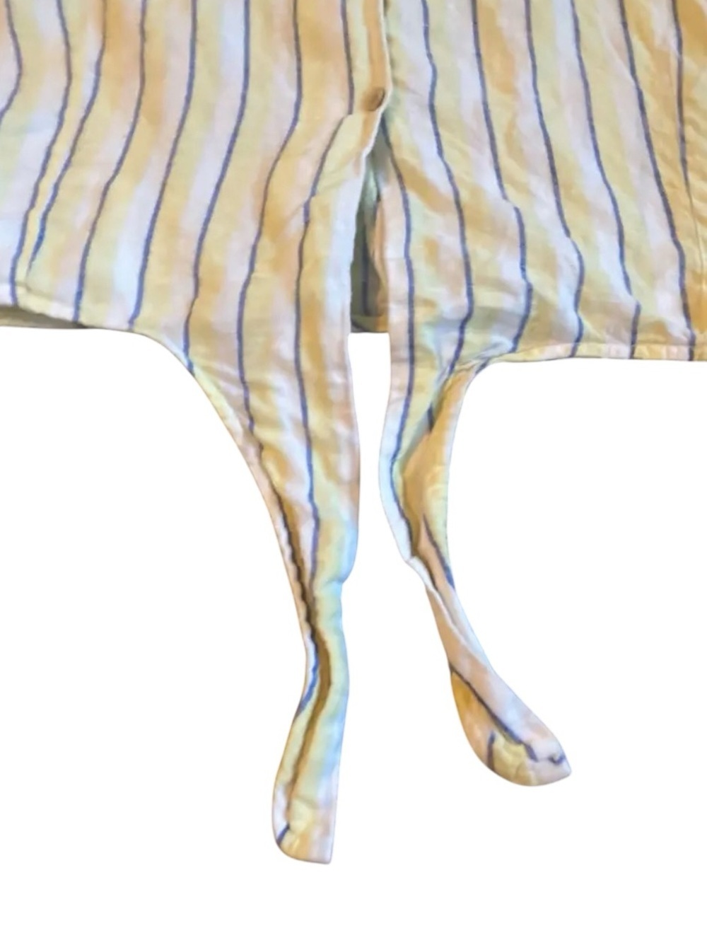 Racheal Zoe Linen Striped Tie Bottom Button Down Blouse. - Picture 3 of 4